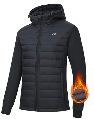 MoFiz Damen Fleecejacke Sportjacke Wanderjacke Outdoorjacke Running Winter Atmungsaktiv Jacke Hybridjacke Freizeitjacke Black EU 2XL