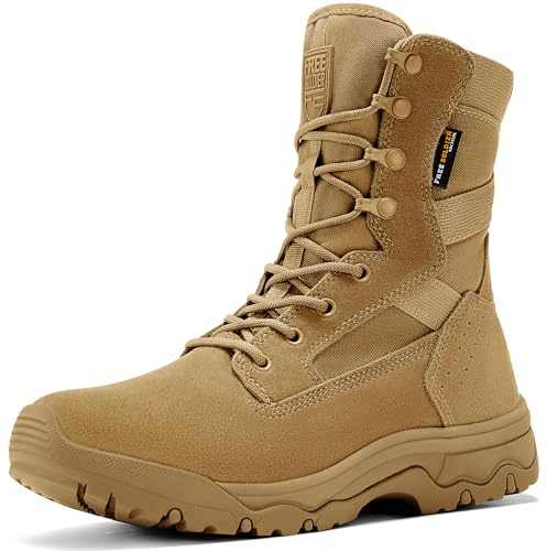 FREE SOLDIER Botas Tácticas para Hombre 8 Pulgadas Botas de Combate Ligeras Botas de Trabajo Militares de Cuero de Ante Duraderas Botas para el Desierto