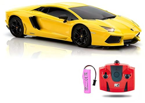 QUN FENG Official Licensed Lamo LP-700 1:18 Scale Remote Control Car for Kids 8-12 Years, RC Car with Rechargeable Battery 3.7V 500mAh, 2.4GHz Matte Yellow