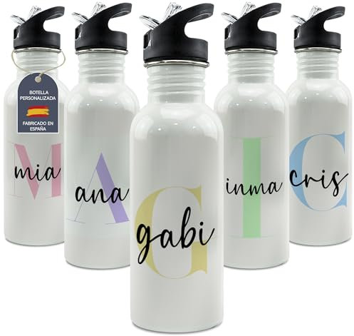 Personalisierte Trinkflasche mit Namen. Edelstahl-Trinkflasche 600ml für Fitness. Geschenk Frau Mann. Muttertag Geschenk. Sportflasche mit Strohhalmverschluss BPA-frei.