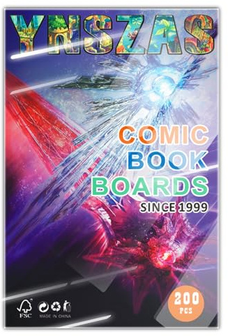 YNSZAS Comic Book Boards, International-Top Certified Acid-Free Materials, 7.5 x 10.5 Inches, 20% Thicker Better Comic Bags Collection Storage Display, 200-Count.