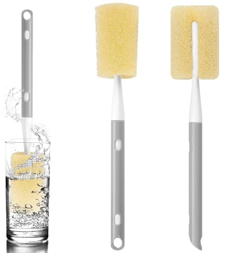 jwtyu Flaschenbürste Schwamm 2 Stück Flaschenschwamm Reinigungsbürste Pinsellänge 29 Bis 38cm Waben Schwammbürste Für Flaschen Gläser Karaffen Kessel Weingläser Teller Schüssel