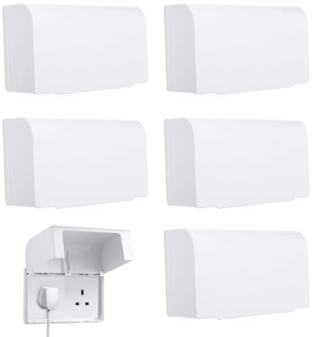 UK Plug Socket Covers, 5PCS Childproof & Pet Proof Electrical Outlet Protectors for Baby Safety, Universal Waterproof Double Socket Protector Box, Home Safety Essentials for Families