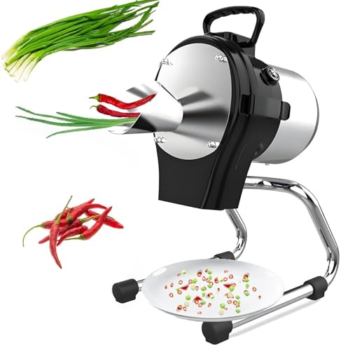 Affettatrice automatica per cipollotti commerciale da 110 W, tagliatrice elettrica per porri, 6000 giri/min ad alta velocità, spessore 1-5 mm, affettatrice in acciaio inox