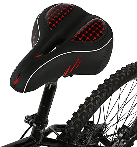Karlak Cojín de Ciclismo Big Bum Sillín de Silicona Suave con Diseño Doble Resorte para Mayor Comodidad 1 Unidad (Sillín Grande con Orificio Central (versión)