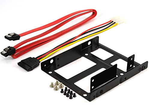 Rhombutech® Dual Einbaurahmen für 2X 2,5 HDD/SSD's auf 3,5; Metall; optimiert für SSD; Adapter Wechselrahmen Mounting Frame Halterung Schienen inkl. Befestigungsschrauben
