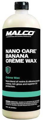 Malco Nano Care Banana Creme Wax - Deep Gloss Shine and Long-Lasting UV Protection/For Automotive, Marine and Industrial Finishes / 32 oz. (197732)