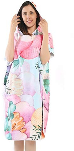 Xlabor Serviette de plage en microfibre Séchage rapide Peignoir Poncho à capuche Serviette de bain Serviette