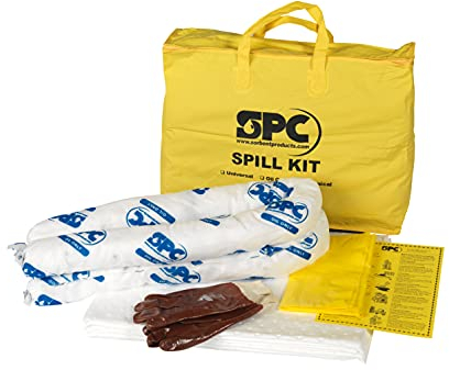 SPC® by Brady Oil Spill Kit – Portable Spill Kit for Oil & Petroleum-Based Liquids, Includes 10 Oil Absorbent Sheets, 2 Socks, Gloves & Disposal Bag - Oil Control Kit with Oil Absorbent Pads
