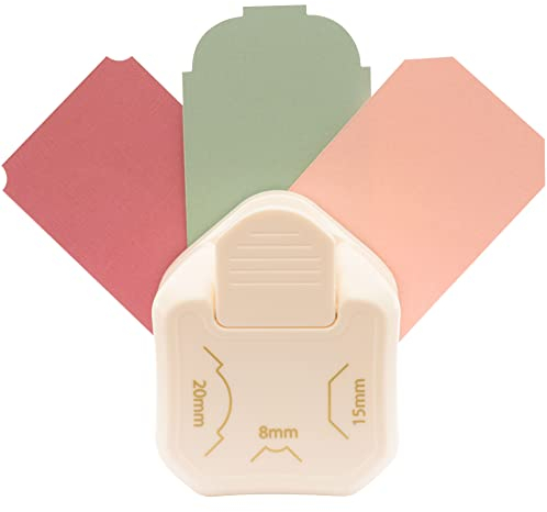 Vaessen Creative 3-in-1 Corner Cutter Tag Punch - 8/15 / 20 mm - for Paper, Cards, Invitations and Photos up to 220 GSM - Ideal for Papercrafts - Scrapbook Supplies, White-Pink