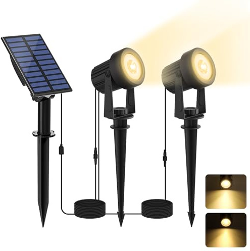 LINQELLY Solar Spotlights Outdoor Waterproof, Warm White Landscape Lights