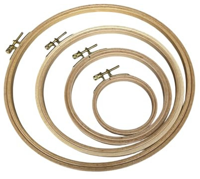 Runde Stickrahmen aus Holz, 4 Stück, Buche, Stickrahmen, 7,6 cm bis 22,9 cm, Kreis, Kreuzstichrahmen, Holzrahmen, Nähkunst-Set, Basteln (7,6 cm, 12,7 cm, 22,9 cm)