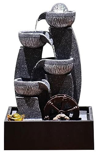 Funzione Cascata Fontana da Tavolo a 4 Livelli con Palline Decorative Rotanti - Suono d'Acqua Tranquillo e Rilassante - Fontana da Tavolo per La Decorazione della Casa e Dell'ufficio,Large