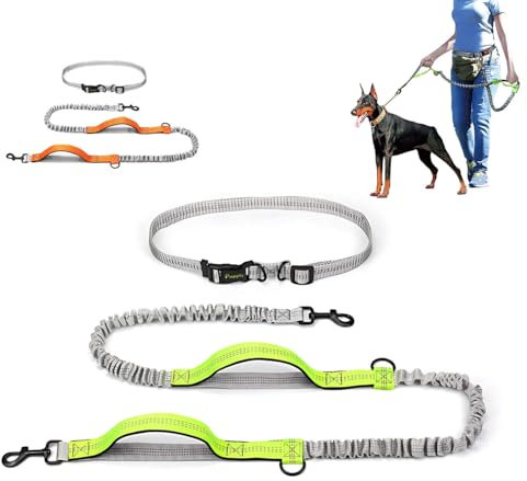 Pupply, Elastische Freihandleine für Hunde – Perfekt zum Laufen und Wandern mit mittelgroßen und großen Hunden. Geeignet für Training, Spaziergänge und Läufe mit Ihrem Hund. (Grün)