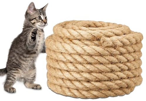 Corde en sisal naturel - 10 m x 10 mm - Pour griffoir à chat et décoration de jardin, bricolage et travaux manuels - Marron