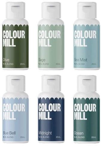 AOS Set | Colour Mill Lebensmittelfarben Set auf Ölbasis Coastal Colours Set 6x 20ml | Food Coloring für Schokolade, Fondant, Cupcakes, Kuchen, Backen | Fettlöslich Ölbasiert Flüssig
