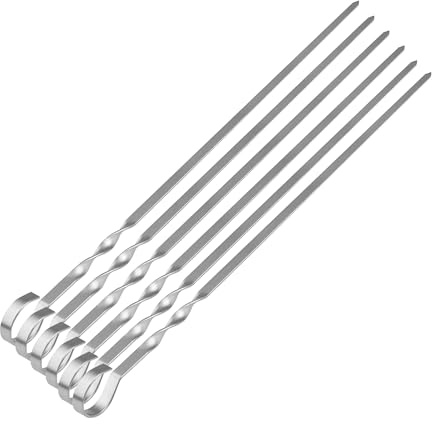 DIOXSTAR Long Barbecue BBQ Skewers, Stylish Metallic Finish, Sleek Design and Sturdy Construction, Lightweight Nature, Easy to Handle, Versatile Uses (6xPCS)
