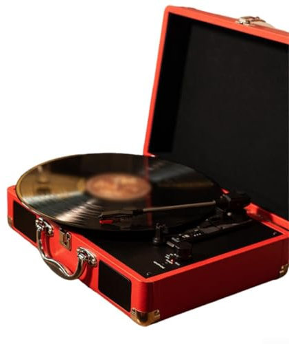 Hasaller Tourne-disque vinyle portable rétro avec haut-parleurs intégrés, phonographe vintage, tourne-disque à dents bleues entraîné par courroie (A)