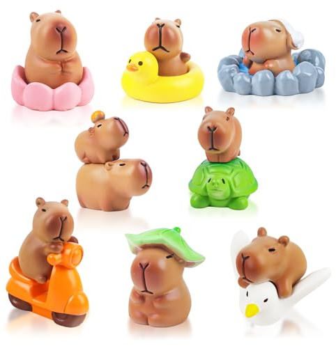 JWTRSVTY 13 PCS Capybara Animal Figures, Mini Figure Di Capybara In Resina, Capybara Giocattolo Figure Model, Accessori Da Giardino Miniatura Capybara, per Bonsai, Paesaggio Miniatura, Ufficio