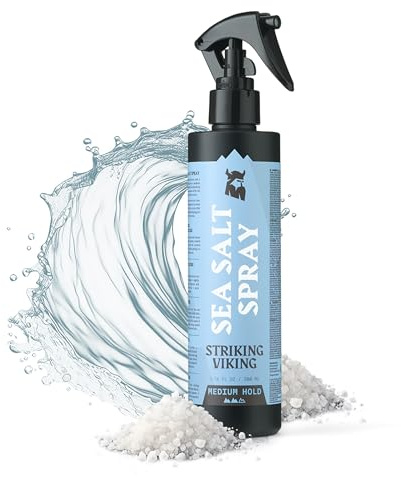 Striking Viking Sea Salt Spray for Men - 200 ml - Curl Enhancing, Texturising Sea Salt Spray for Hair Volume, Shape & Hold - Mens Hair Products, Made in Germany (200 ml, Medium Hold - Blue Ocean)