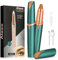 Alaoo Épilateur sourcils,Épilateur Électrique Sourcils Femme avec Iumière LED Intégrée,Électrique Femme Tondeuse à Sourcils pour Duvet du Visage,Sourcils,Poils à Lèvres,Bras(Vert)