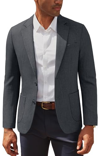 Men's Blazer Smart Casual Sports Coats 1 Button Suit Jackets for Wedding | X-shaped, slightly elastic, for leisure or business