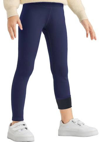 Baogaier Deportiva Leggings para Niñas con Forro Polar, Térmicos Largos Pantalones Suaves Infantiles Legging Cintura Alta Elásticos Mallas Niños Invierno Deporte Ropa 11-12 Anos, Azul Marino