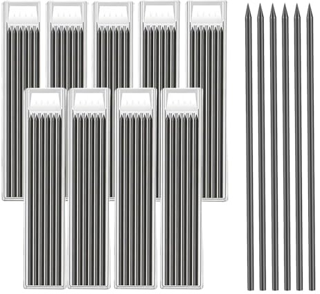 poraceous 54 Pièces Mine Crayon Chantier, 2,8mm Étanche Recharges, Charpentier Solides pour Dessin D'architecte, Idéal le Bois, Métal et l'Artisanat, HB, Résistantes et Durables