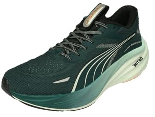 Puma Men's Magnify Nitro 3 Running Shoe without Stabilizers Running Shoes PUMA Black-Speed Blue - Black, Green Terrain-heat Fire, 10