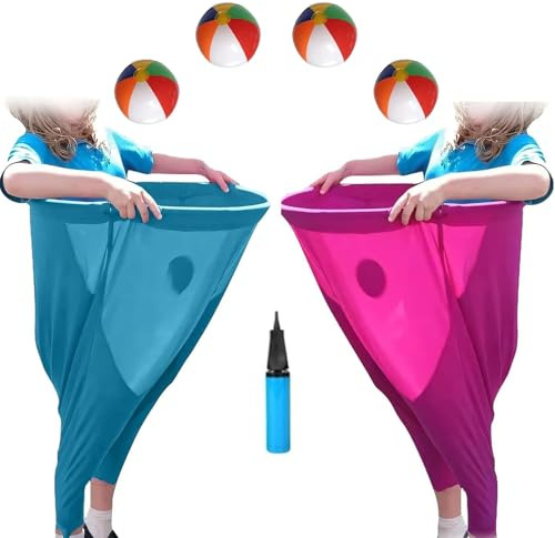 Granny Pants Yard Game Set with 2 Big Granny Pants 4 Inflatable Balls and Pump, Funny Outdoor Games for Adults and Kids, Perfect Garden Lawn Camping and Sports Day Activities