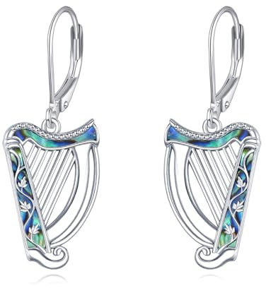 ONEFINITY Boucles d'oreilles harfen en argent sterling 925 - Harpe - Musique - Boucles d'oreilles pendantes - Bijoux de musique - Cadeau pour femme