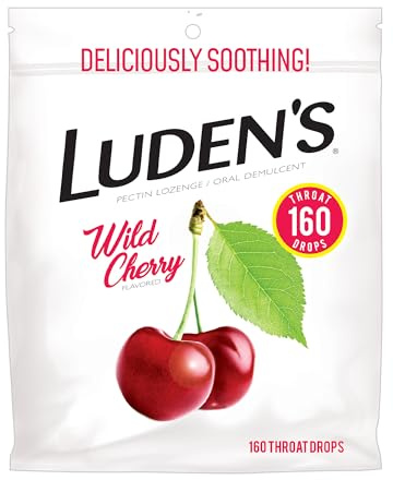 Luden's Sore Throat Drops, for Minor Sore Throat Relief, Wild Cherry, 160 Count