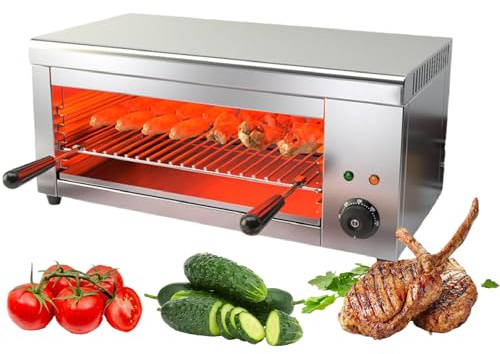 QUGURLID Salamander Broiler, Electric Melter, Countertop BBQ Grill with 122-572°F Adjustable Temp & 4 Height, Commercial Cheesemelter Broiler