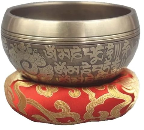 Handstämd klangskål, Tibetansk sångskål Handhamrad Nepal Striker-kudde 10,5/12,5 cm