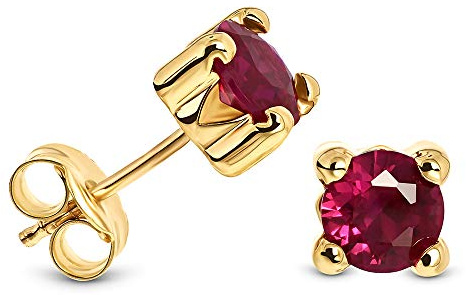 Miore Ohrringe Damen Gelbgold 9 Karat / 375 Gold Ohrstecker Solitär Rubin