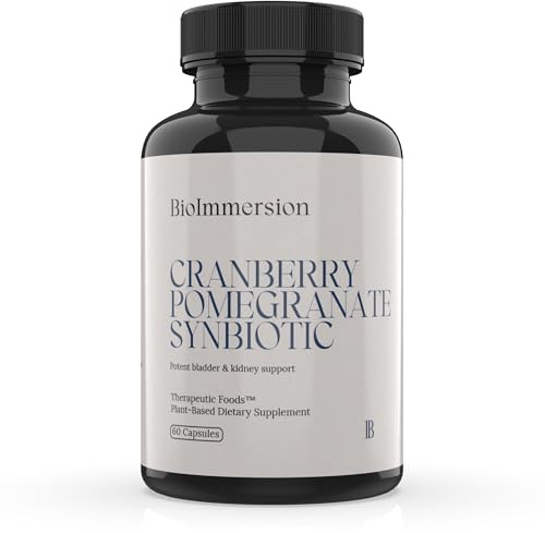BioImmersion Cranberry Pomegranate Synbiotic - Organic Cranberry, Pomegranate Extract 40% Punicalagins, D-Mannose & Probiotic Blend - Supports Urinary Tract and Microbial Wellness - 60 Capsules