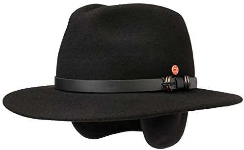 Mayser Georgia Outdoorhut Traveller Filzhut Ledergarnitur Ohrenklappen Herren Herbst Winter Made in EU schwarz 58 cm