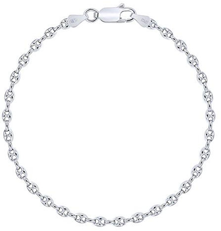 PLANETYS - Kaffeebohne Bohnenkette Armband 925 Sterling Silber rhodiniert - 3.2 mm Breite