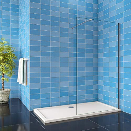 Walk In Parete per Doccia Vetro Temperato 8mm Anticalcare Trasparente inclusa Barra Stabilizzatrice da 90 cm Tagliabile 100x190cm