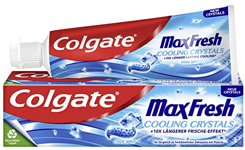 Colgate Zahnpasta Max Fresh Cooling Crystals 75 ml - Zahncreme mit überraschendem Frischegefühl, hält die Zähne weiß
