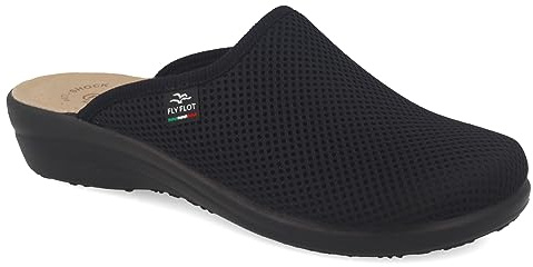 Fly Flot | Fresh Woman, Pantofole Donna Traspiranti, Ciabatta con Tomaia in Rete Elastica, Sottopiede imbottito in Pelle Antishock, Nero, 41