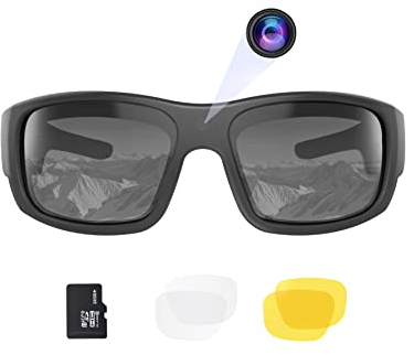 OhO Camera Glasses,32GB 1080P Full HD Sports Cam Sunglasses with Built in 15MP Camera and Polarized UV400 Protection Safety and Interchangeable Lens