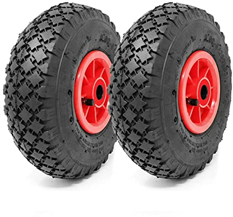 2 RUOTE 3.00-4 COMPLETE X CARRELLINO CERCHI GOMME PNEUMATICI 260X85 COPERTONI CARRELLO PORTAPACCHI