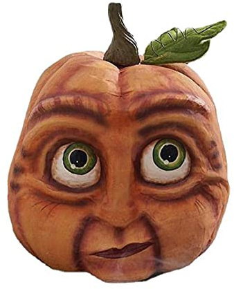 Glistenovelty Famille expressive de citrouilles – Décorations d'Halloween sculptées de 17,8 cm avec visages, assortiment de 7 (C)