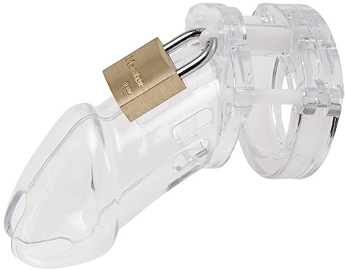 Naughty Drawer - Penis Cage, Clear Cock Cage, Male Chastity Cage, Male Domination, Sissy Cock Cage,CBT, Chastity Device, BDSM, Feminization, Incl 5 Different Size Rings, Padlock & Key.