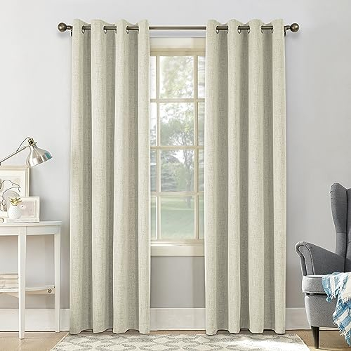 CUCRAF Vorhang Blickdicht Gardinen mit Ösen Hellbeige - 100% Verdunklungsvorhang Ösenschal Vorhänge 2er Set H245xB140cm Deko Ösenschal Thermo Vorhänge für Wohnzimmer Kinderzimmer Schlafzimmer