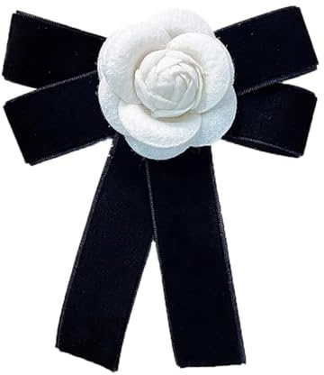 Fiocco Fiore Camelia Fiore Pre-legato Papillon Cravatta Spilla Spilla per Donne Ragazze Eleganti Fiori Vestito Camicia Collare Cravatta Abbigliamento Accessori Festa Banchetto Compleanno Gioielli