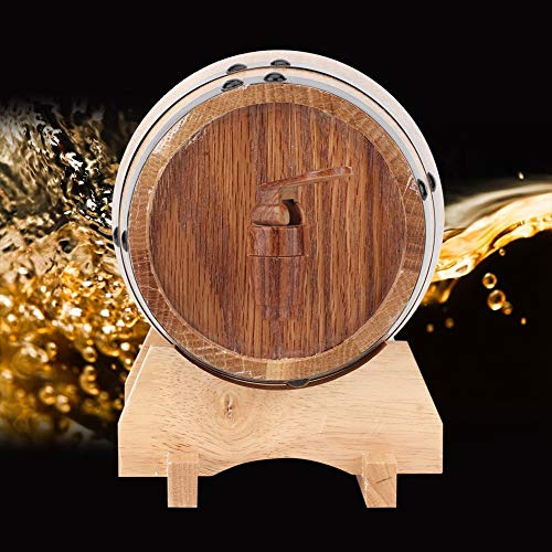 Mini Barril de Vino Portátil de Madera de Roble para el Hogar, Equipo de Elaboración de Cerveza para el Hogar, Cafetería, Hotel, Capacidad de 1L, Color Madera (1L)