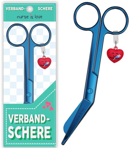 Nurse is Love Forbici Curve Lister per Bende - Forbici di Pronto Soccorso a Punta Arrotondata | Kit Pronto Soccorso | Acciaio Inossidabile | Design Esclusivo - Crom Blue
