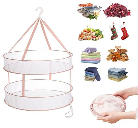 xiruiubao Red Secado Hierbas,Malla Secado Red de Secado Doble,Rejilla de Secado Plegable Multifuncional Anti-Distorsión,Drying Rack para Secar Hierbas, Plantas, Flores, Carne, Pescado, Suéteres